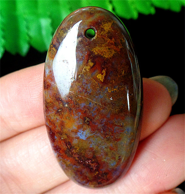 41x22x6mm Natural Tiger Stripes Red Jasper Reiki Oval Pendant Bead DY2886