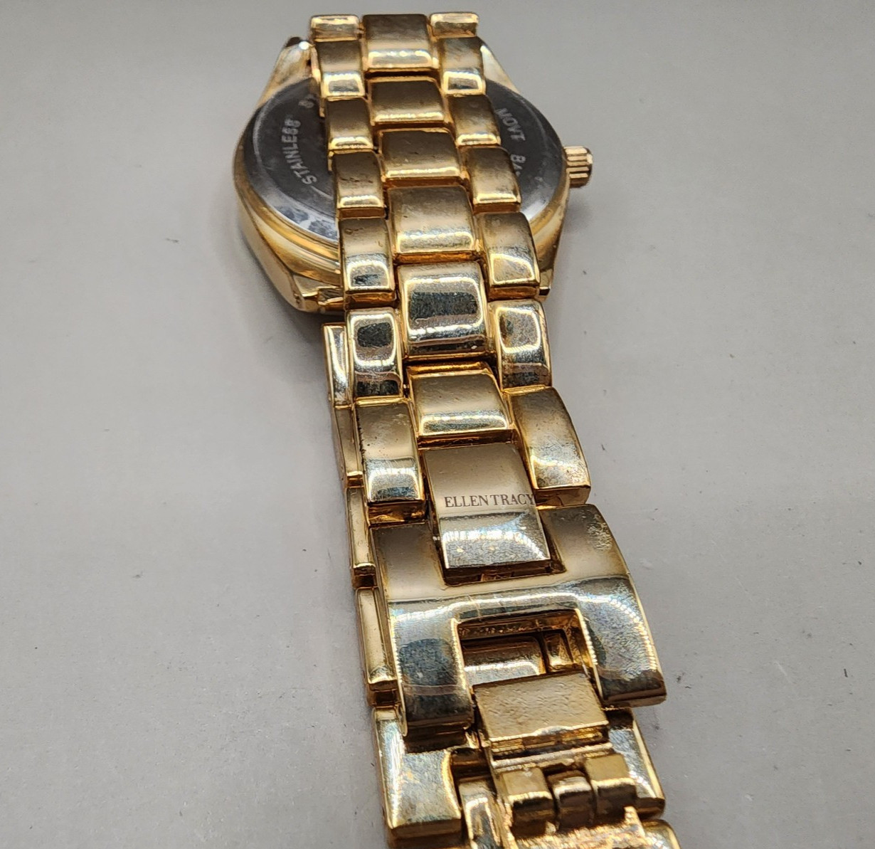Ellen Tracy Women’s Gold Tone Watch Blue Sunray Dial Crystal Markers ET5198GDNV