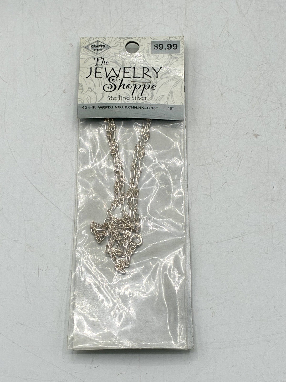 The Jewelry Shoppe Sterling Silver Wrapped Long Chain Necklace 18” NIP