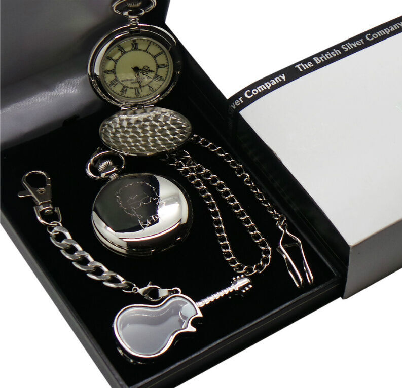 BOB DYLAN Signed Personalised Pocket Watch and Glass Guitar Keyring Gift Case