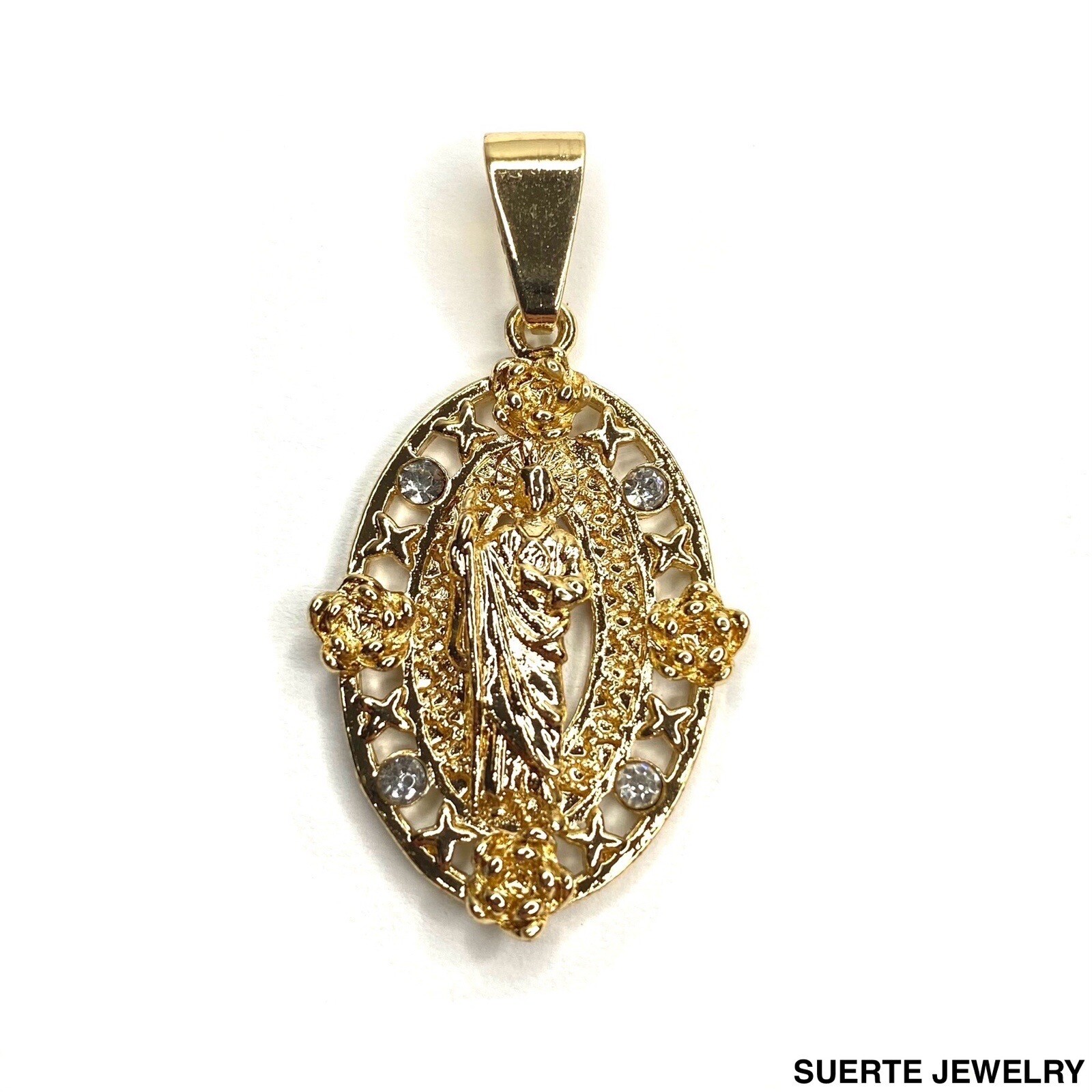 14K Oro Laminado San Judas Tadeo Medalla Dije Gold Plated Saint Jude Pendant
