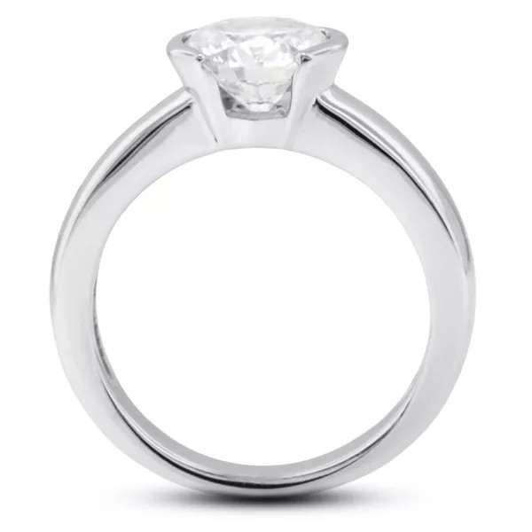 Solitaire Engagement Ring 14K Gold Classic Round 0.57 CT Lab-Grown Diamond E VS1