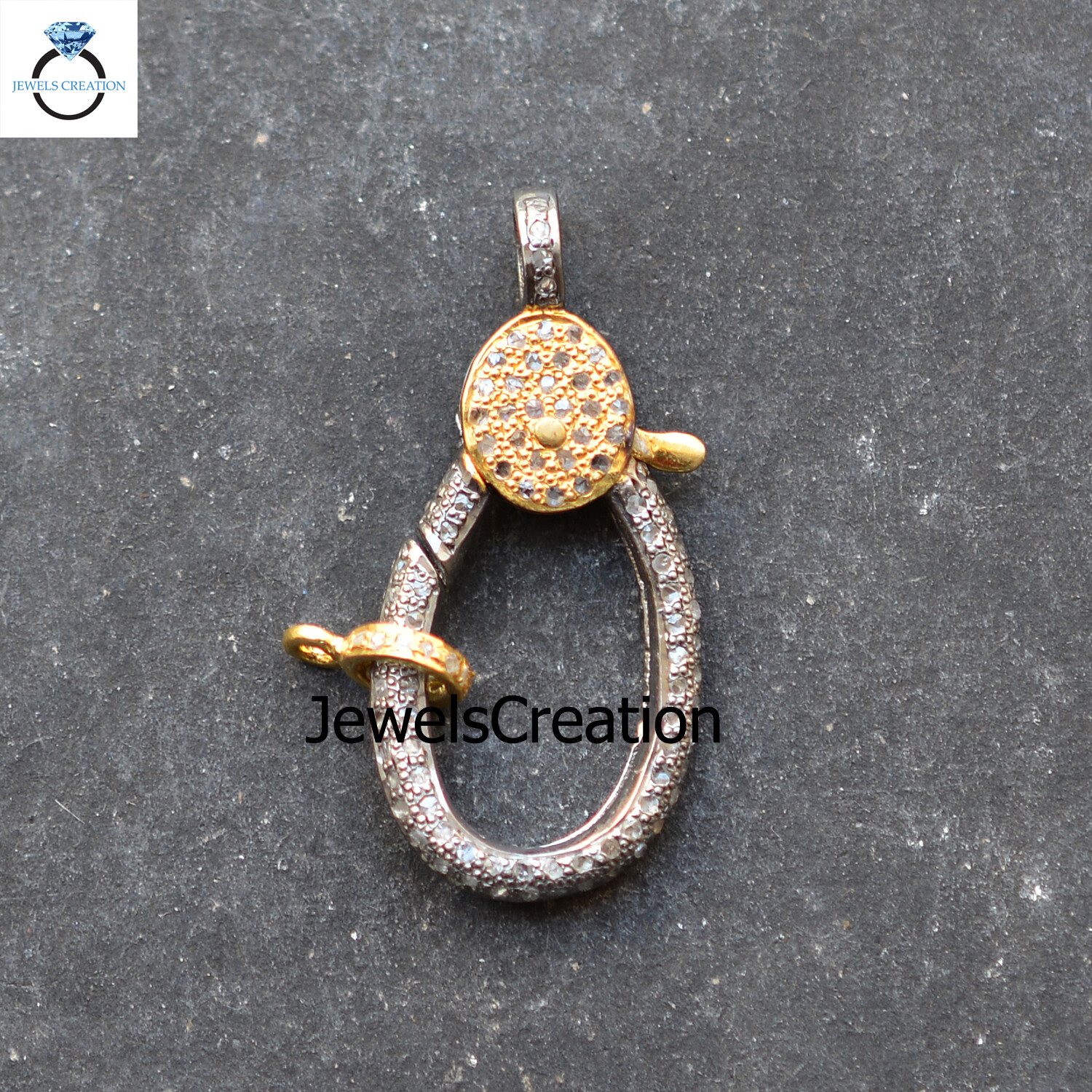 Natural Diamond Lobster Clasp Lock 925 Solid Silver Finding Gold Plated Jewelry