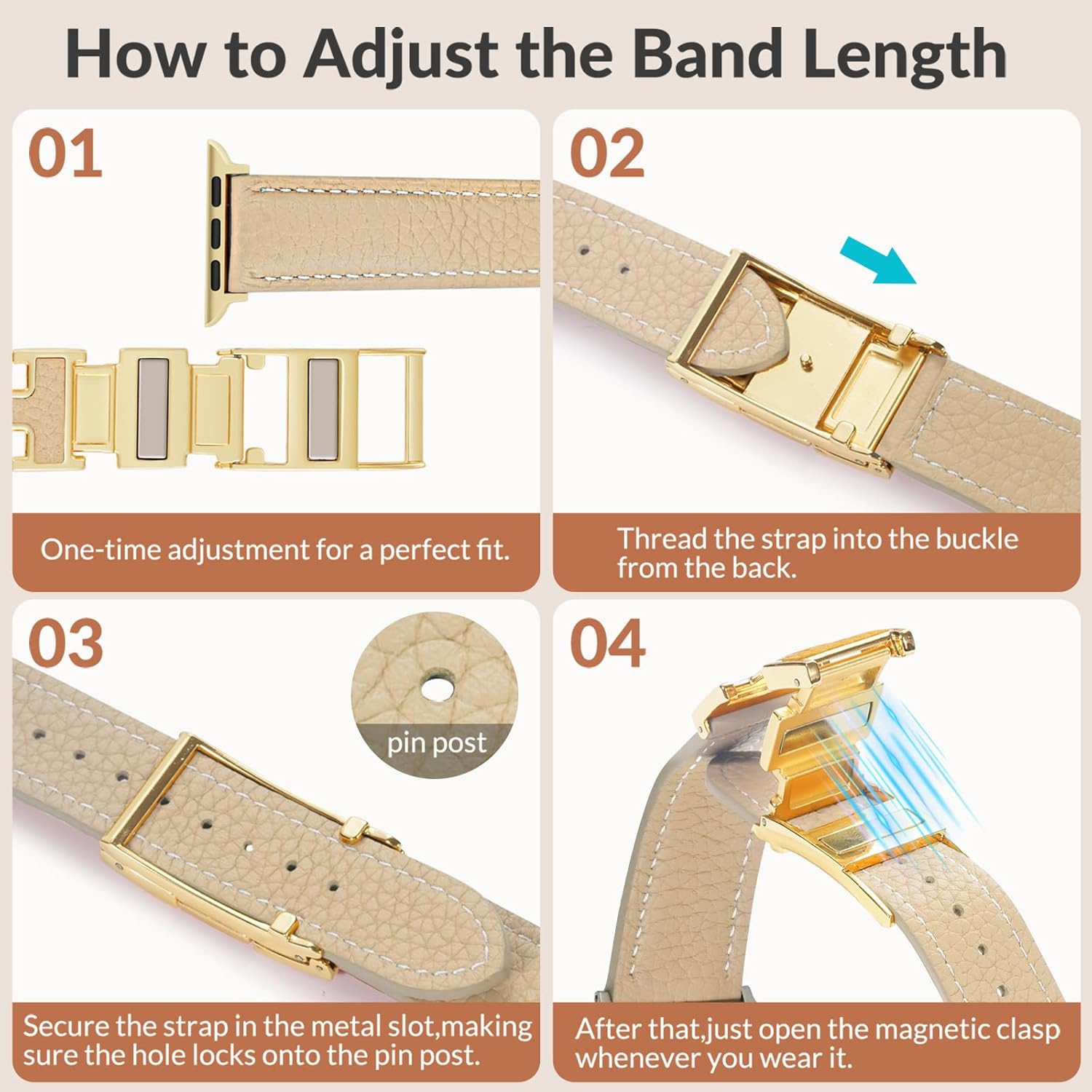 Leather Magnetic Band Compatible with Apple Watch Bands 38Mm 40Mm 41Mm 42Mm 44Mm