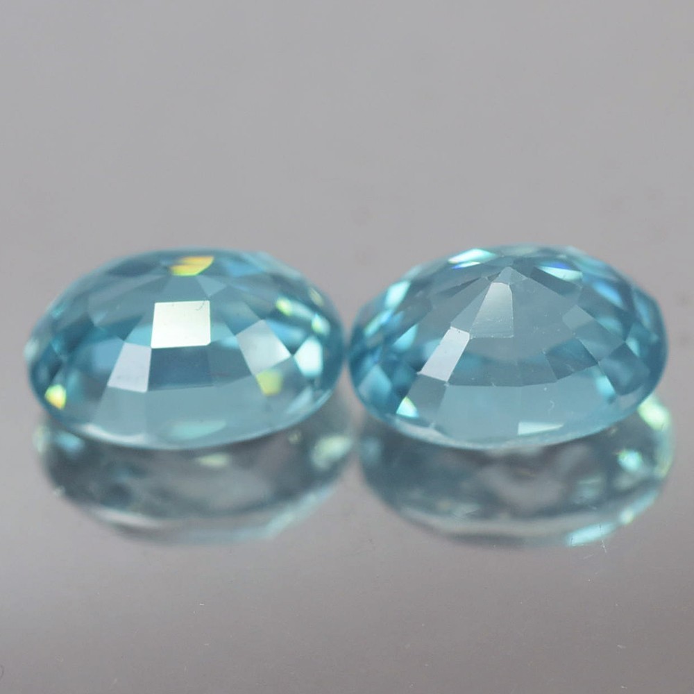 3.00CT MARVELOUS VVS PAIR 7.1X5.1MM OVAL HEATED ONLY BLUE ZIRCON NATURAL
