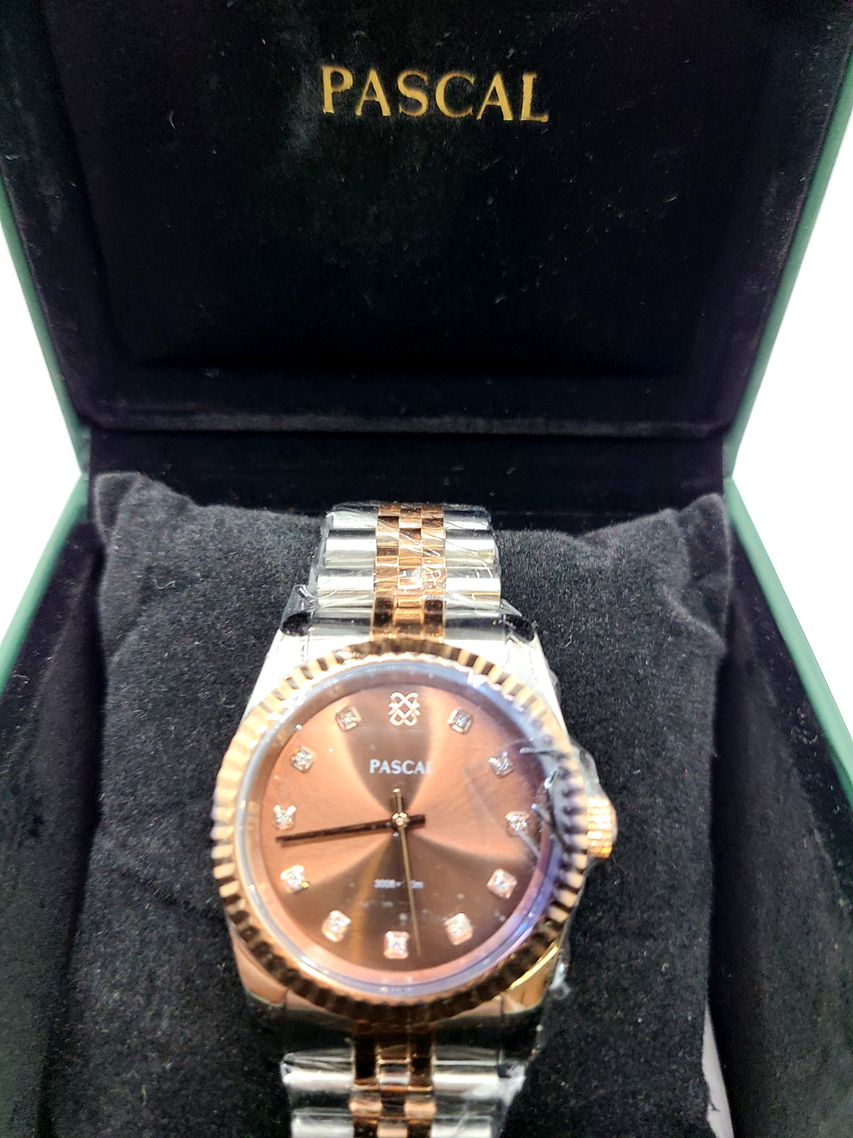 PASCAL Timeless Classic Diamond Watch for Men Women Lab Grown Quartz 36mm Brown