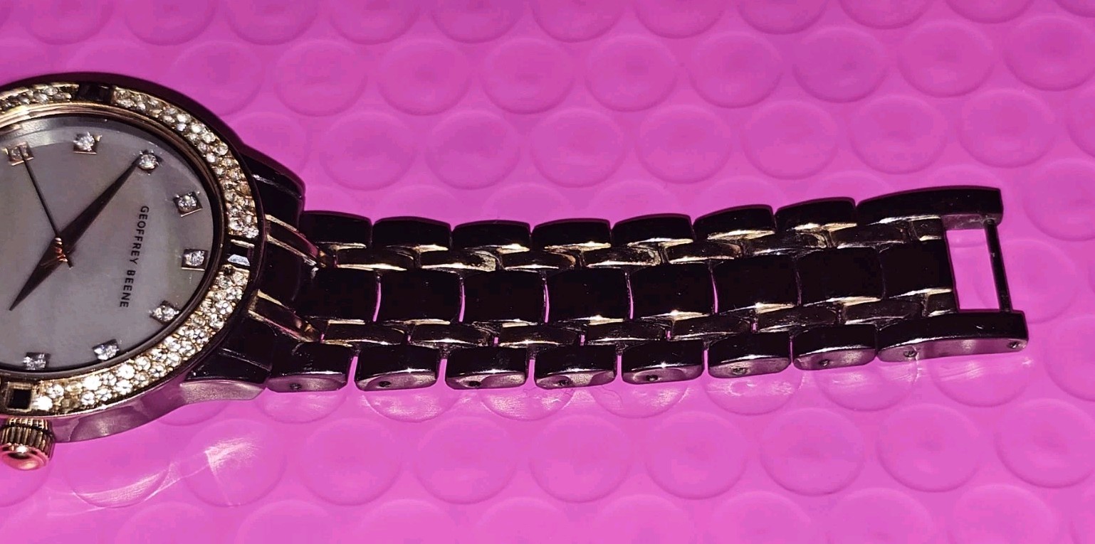 Ladies Geoffrey Beene Tortoise Shell Watch W/Mother of Pearl Face