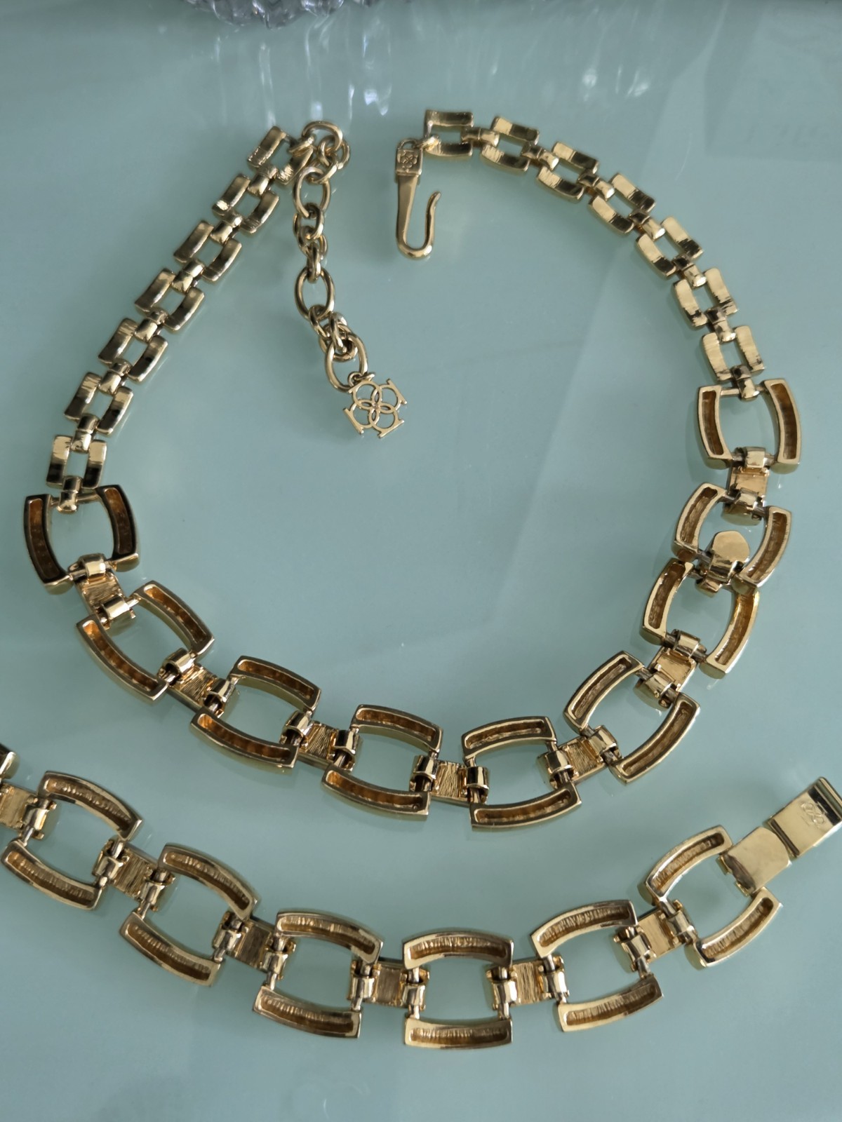 Ann Taylor GoldStone Large Links Necklace & Bracelet animal Print