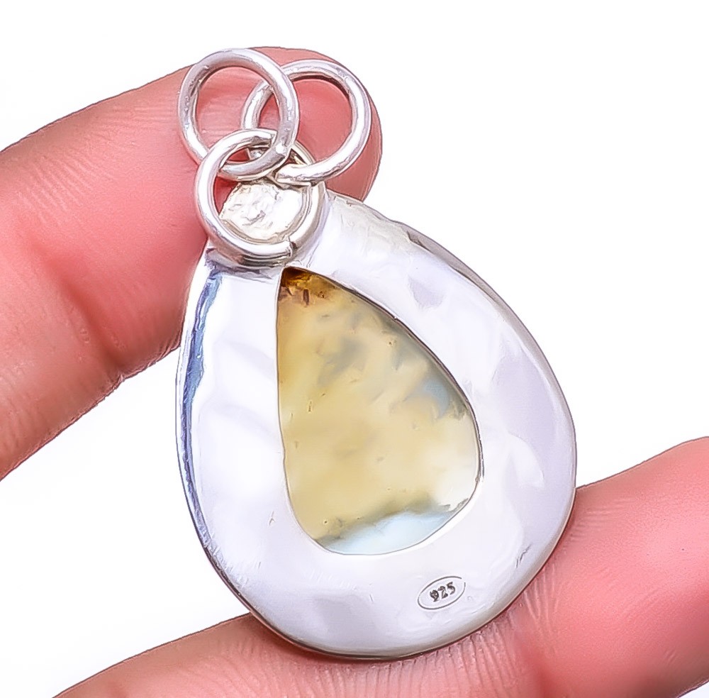 Fluorite 925 Sterling Silver Two Tone Pendant 1.72″ P1735117, Christmas Gift