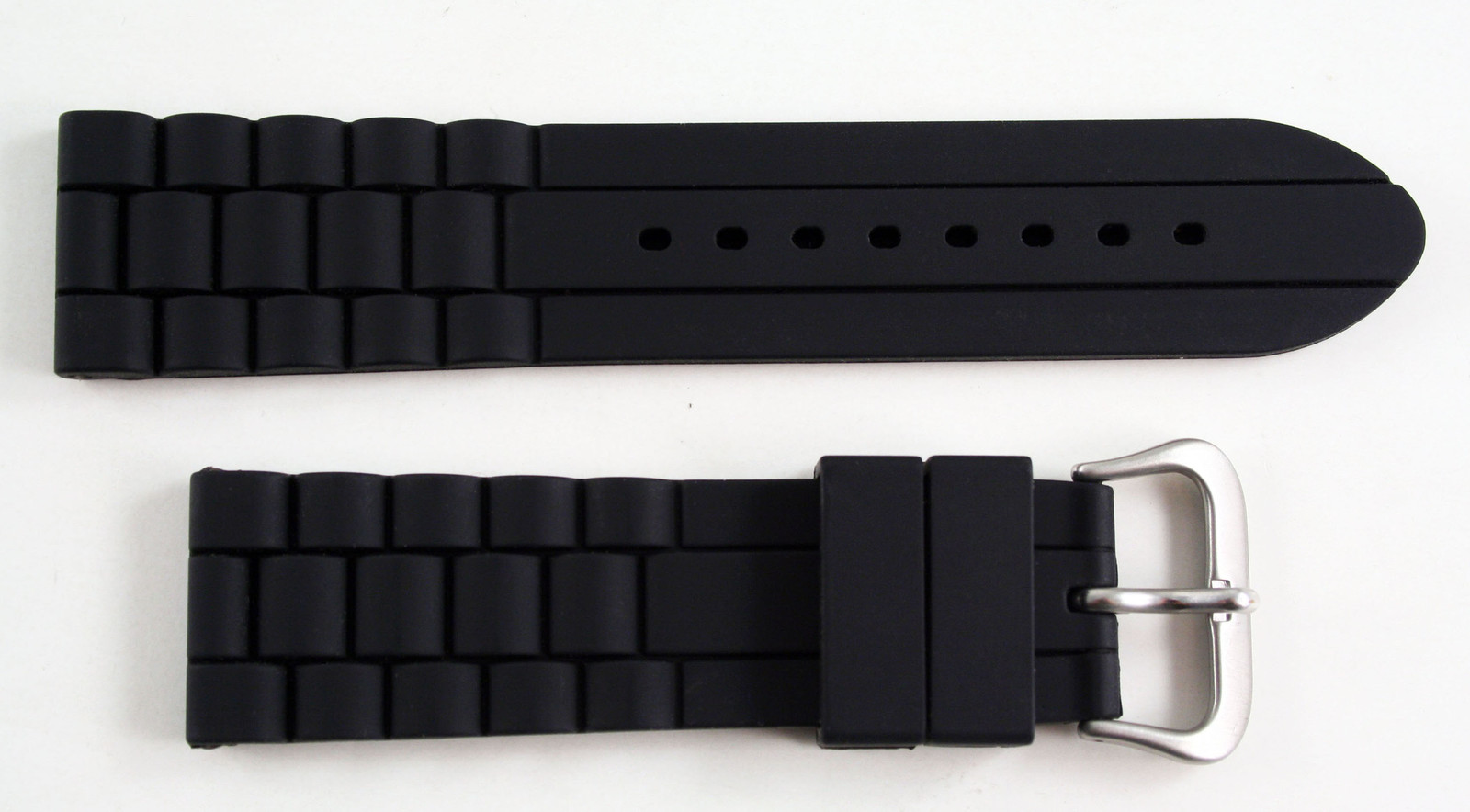 22mm Silicon Rubber watch band Black Straight End strap fits Fossil watch
