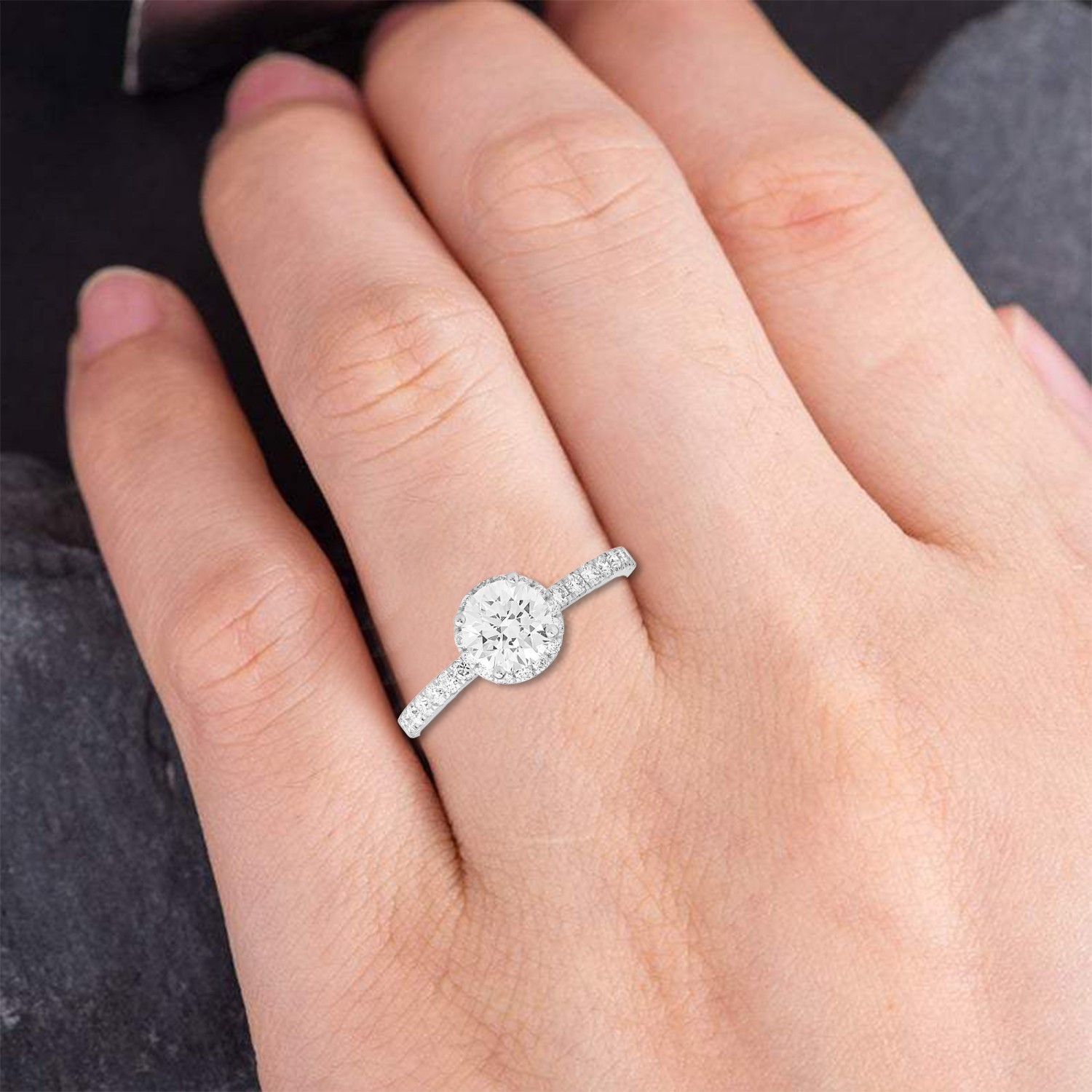 1.20CT Round Lab Grown Diamond Women’s Halo Engagement Ring 925 sterling Silver