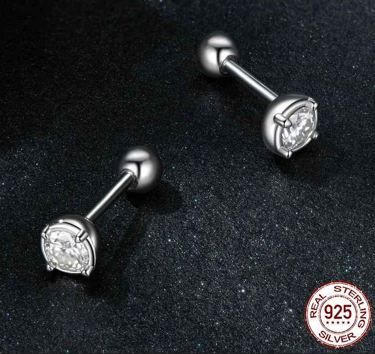 925 Sterling Silver Classical Round 0.1 CT moissanite Stud Earrings For Women