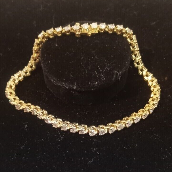 Martini Set 6.60CT Round Natural Diamond Women’s Tennis Bracelet 14K Yellow Gold