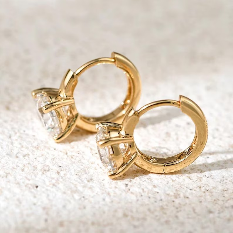 2Ct Moissanite Dangle Hoop Earrings VVS1-D Excellent Cut 14K Yellow Gold Plated