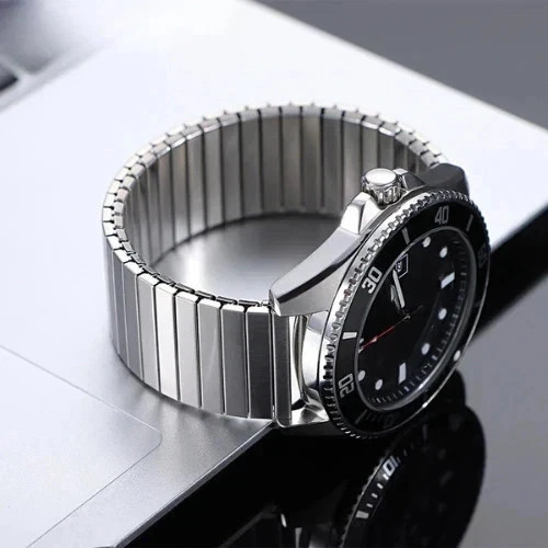 22mm Elastic Stainless Steel Watch Band Metal Stretch Expansion Springs Bracelet