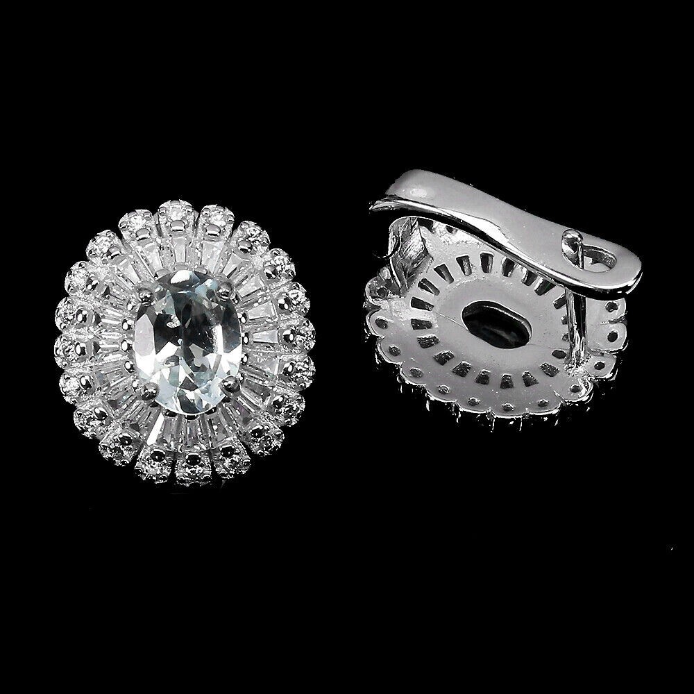 4.20Ct Oval Cut Simulated Diamond Cluster Stud Earrings 14K White Gold Plated