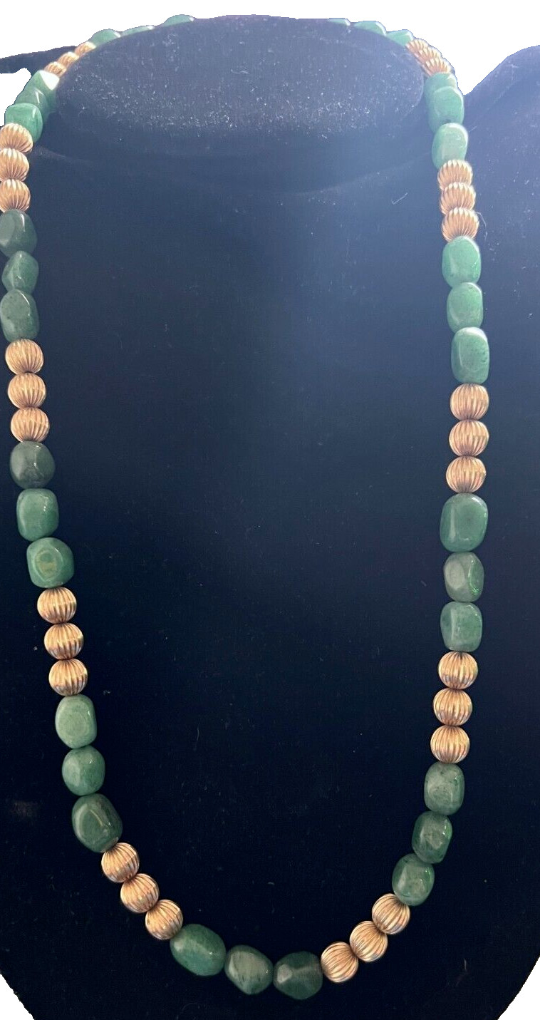 VINTAGE M.S. CO. 1/20 12K. G.F. JADEITE JADE BALL BEADED NECKLACE