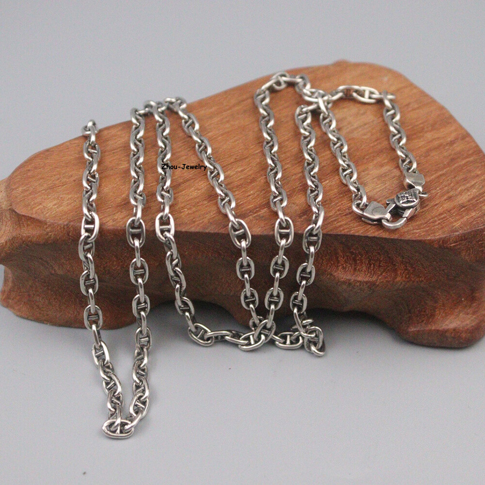 Real S925 Sterling Silver Chain 3.5mm Lucky Anchor Link Necklace 18-19g 23.6inch