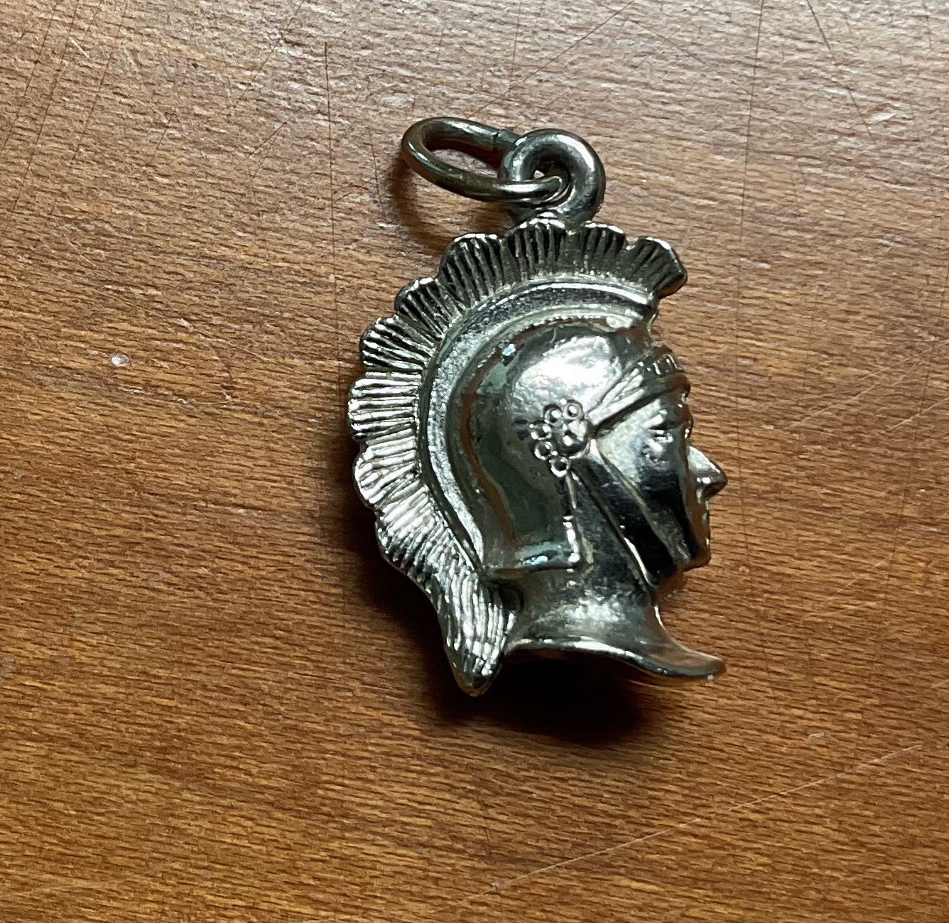 Vintage Kinney Spartan Helmet Michigan State Silver Tone Pendant Charm 3/4″