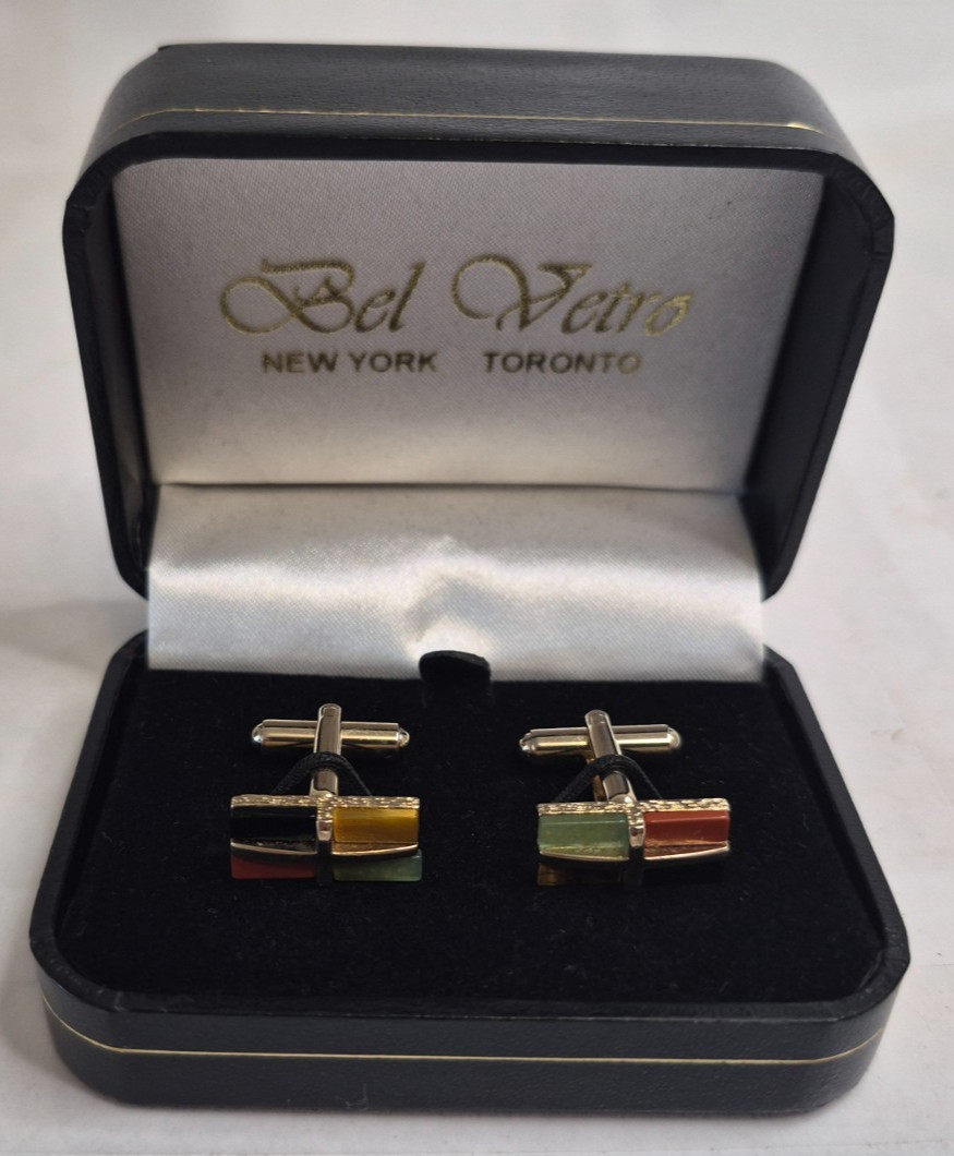 Bel Vetro Cufflinks in Box Multi Colored Whale Back