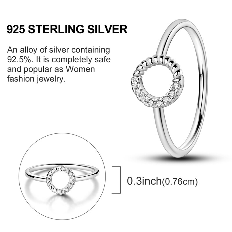 MULA New S925 Sterling Silver Finger Ring AAA CZ Rope Pattern For Women Jewelry