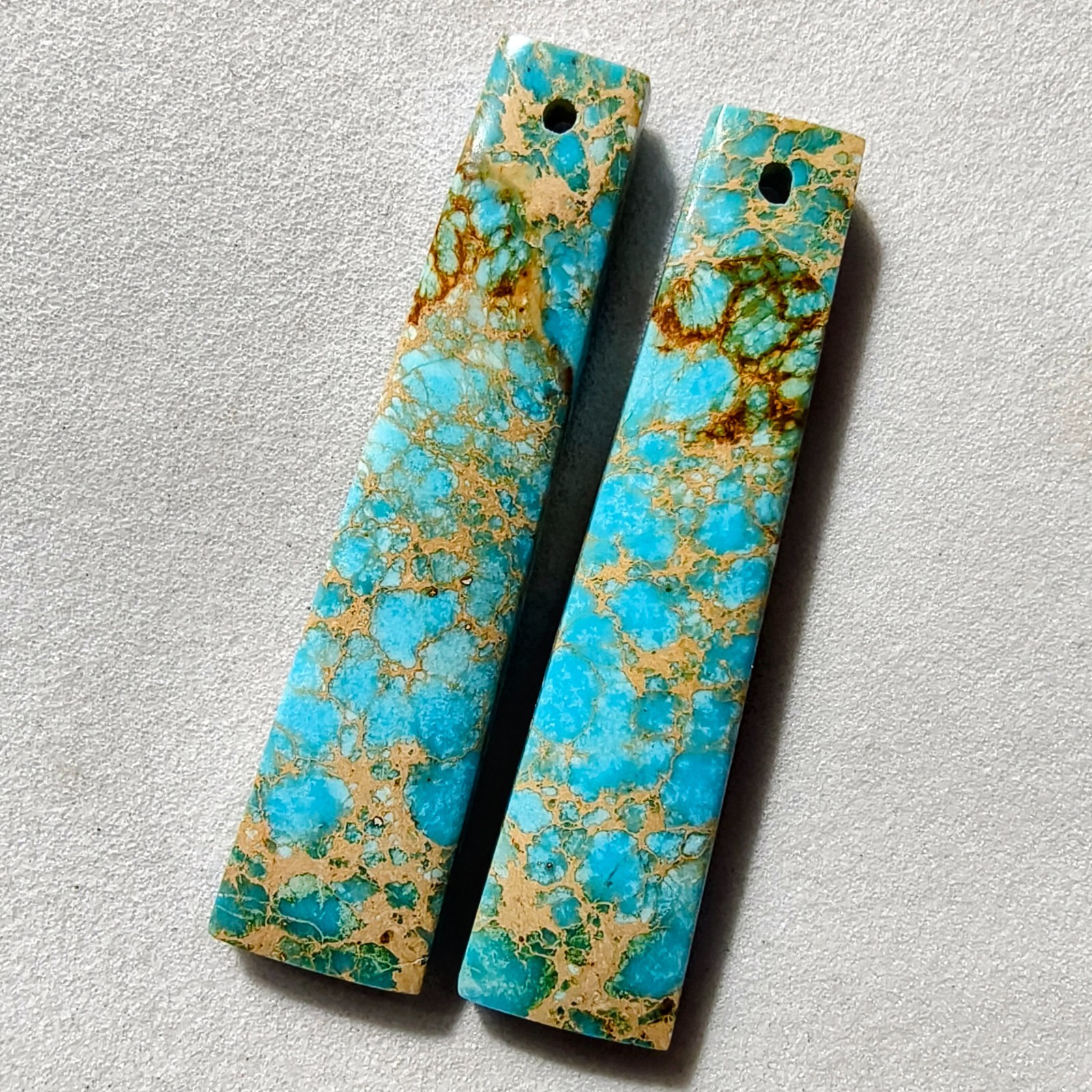 18 Cts Sea Sediment Jasper Drilled Match Pair Cabochon Gemstone 36.8 X 8.7 MM