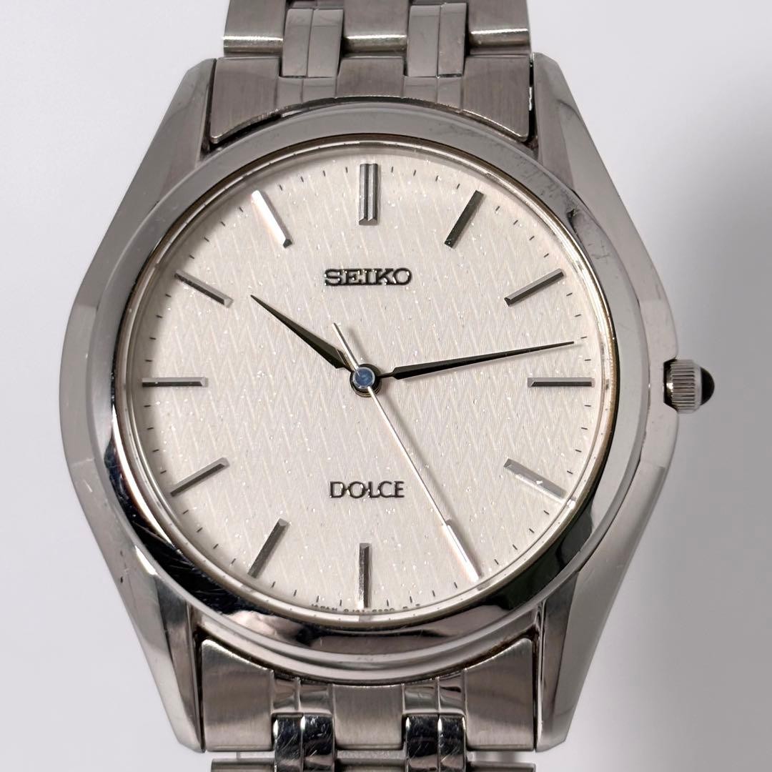 Working New Battery SEIKO Dolce Vintage Watch Ripple Dial Round