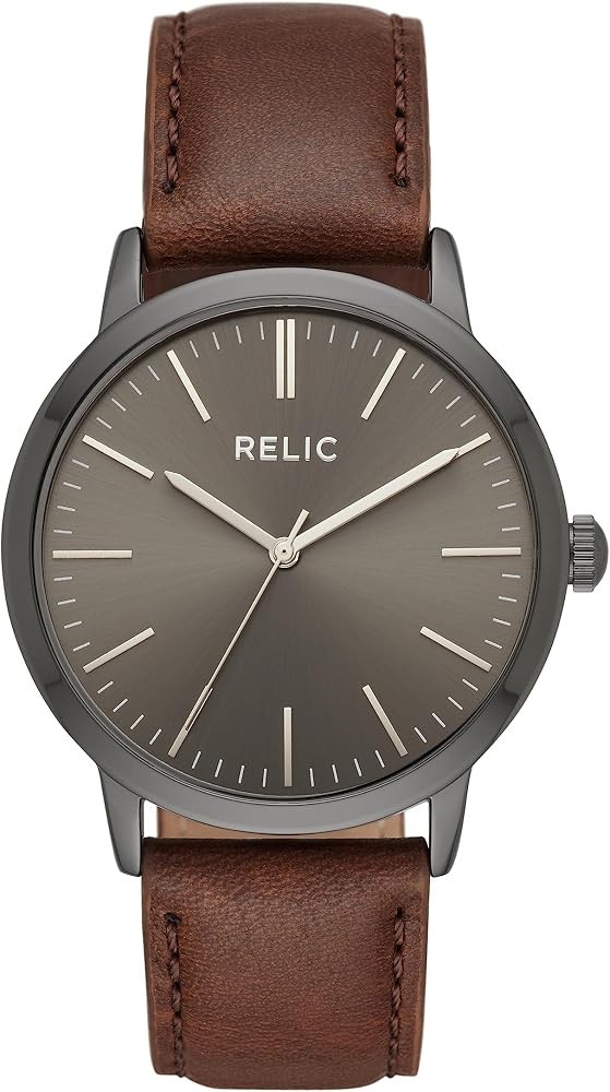 Relic by Fossil Men’s Jeffery Dark Brown Leather Band Watch ZR77300