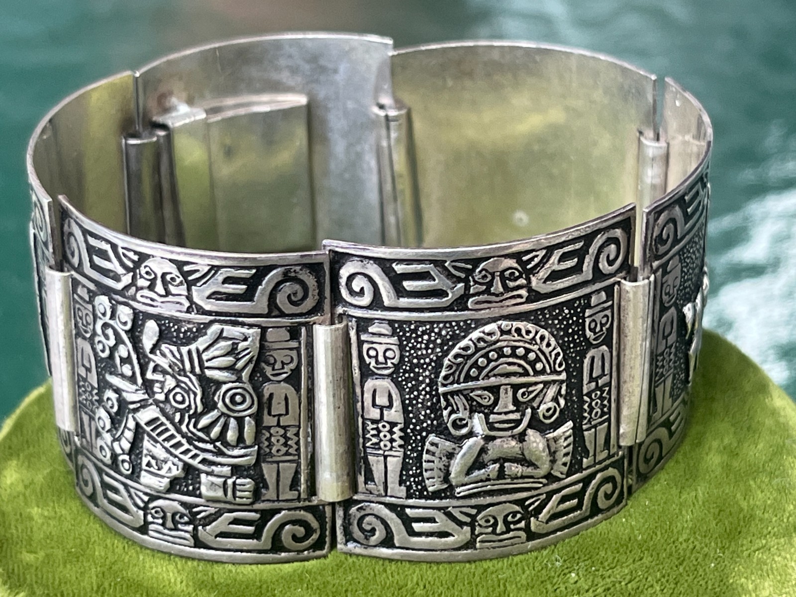 Vintage Sterling Silver 925 Peruvian PERU Panel Link Storyteller Bracelet