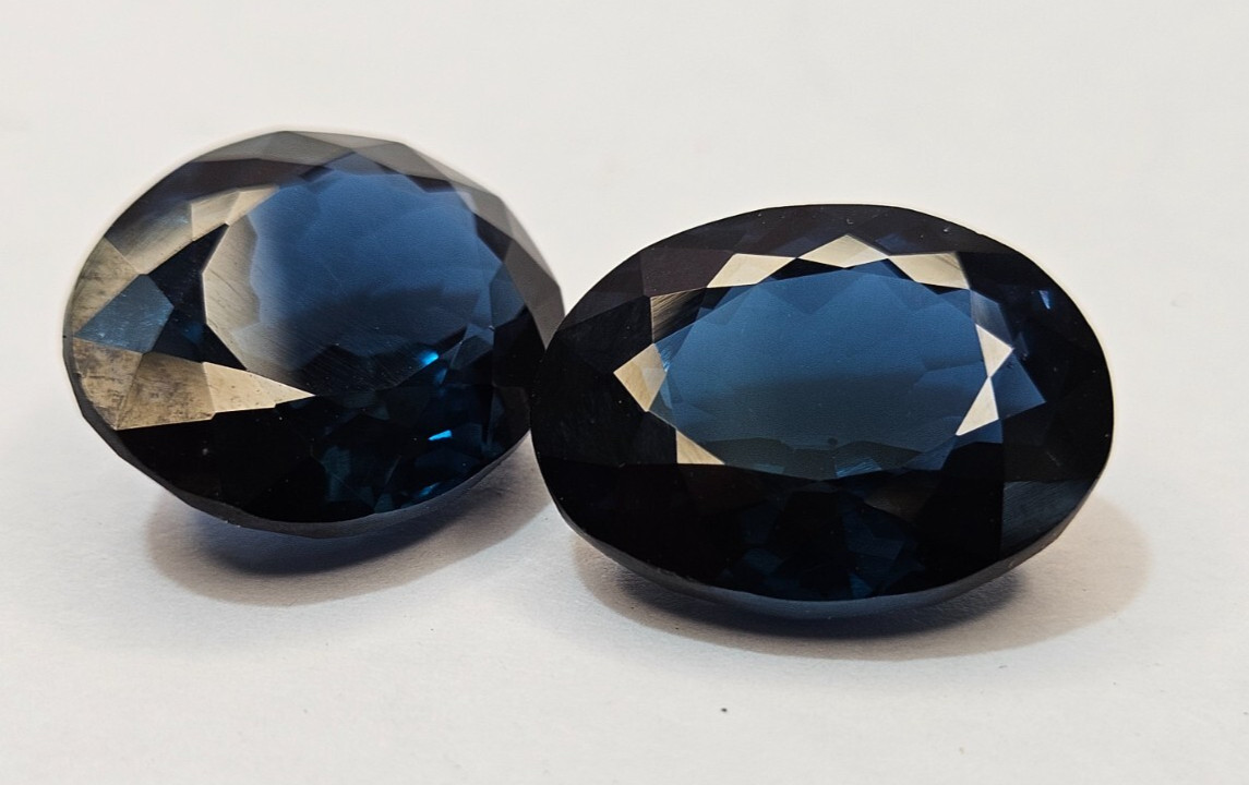 Tourmaline 47-48 Ct Natural Dark Blue Indicolite Pair Oval Cut Gemstone KH1038