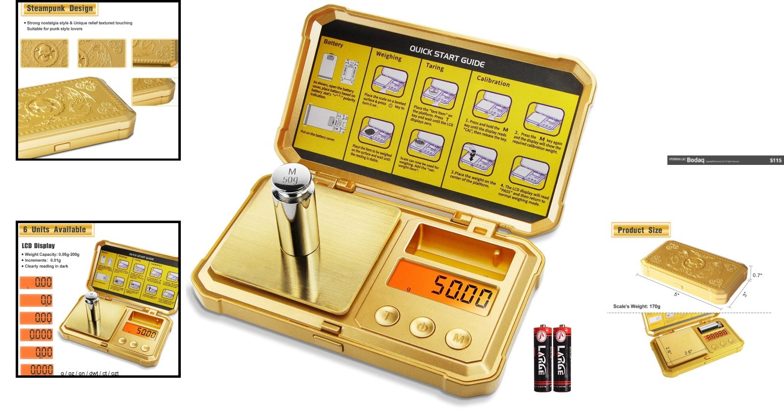 Stylish Digital Gram Scale 200g/0.01g with Punk Dragon Design & Tare Function