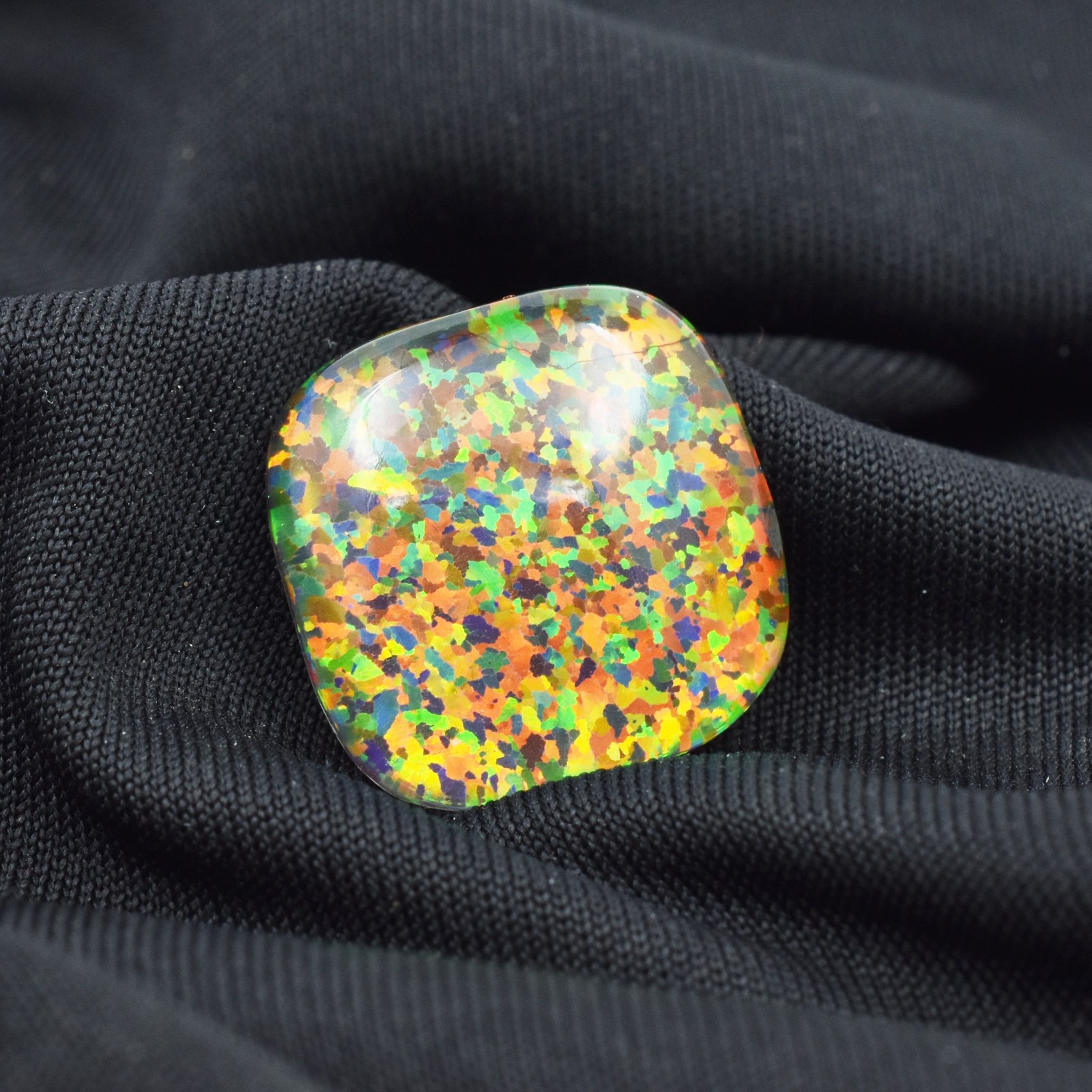 CERTIFIED Lab-Created 14.30 Ct Opal Multi-Color Square Cushion Boulder Opal Gems