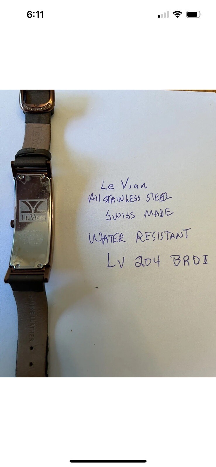 LeVian watch featuring Chocolate Diamonds in Stainless Steel with Leather Band