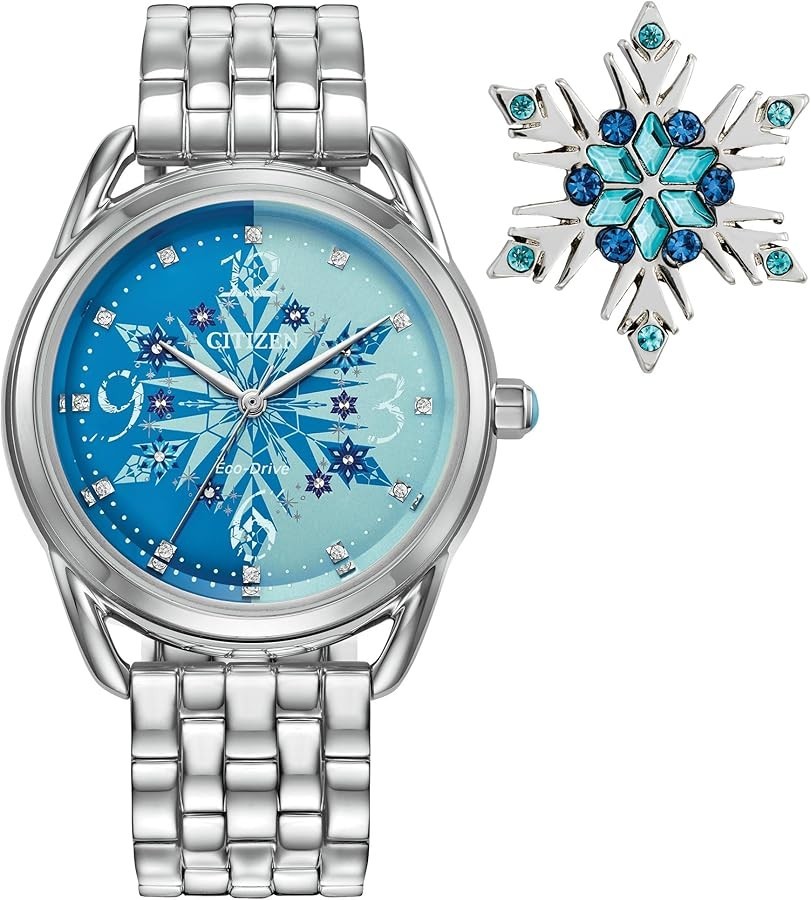 Princess Citizen Frozen Disney Watch & Snowflake Pin Set [FE7091-61W]