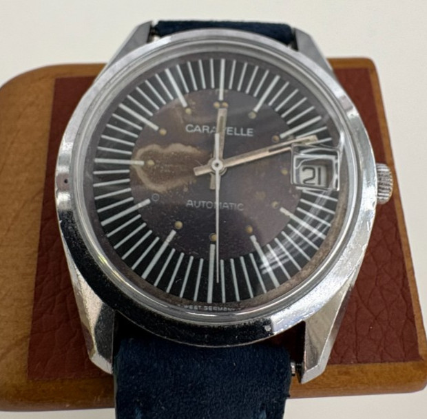 Vintage Caravella Auto Date Purple dial SERVICED New crystal and strap N4 1974