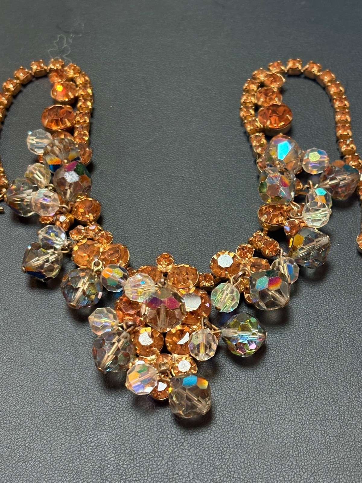 Juliana D&E High End Watermelon Rhinestone Cha Cha Vintage Necklace