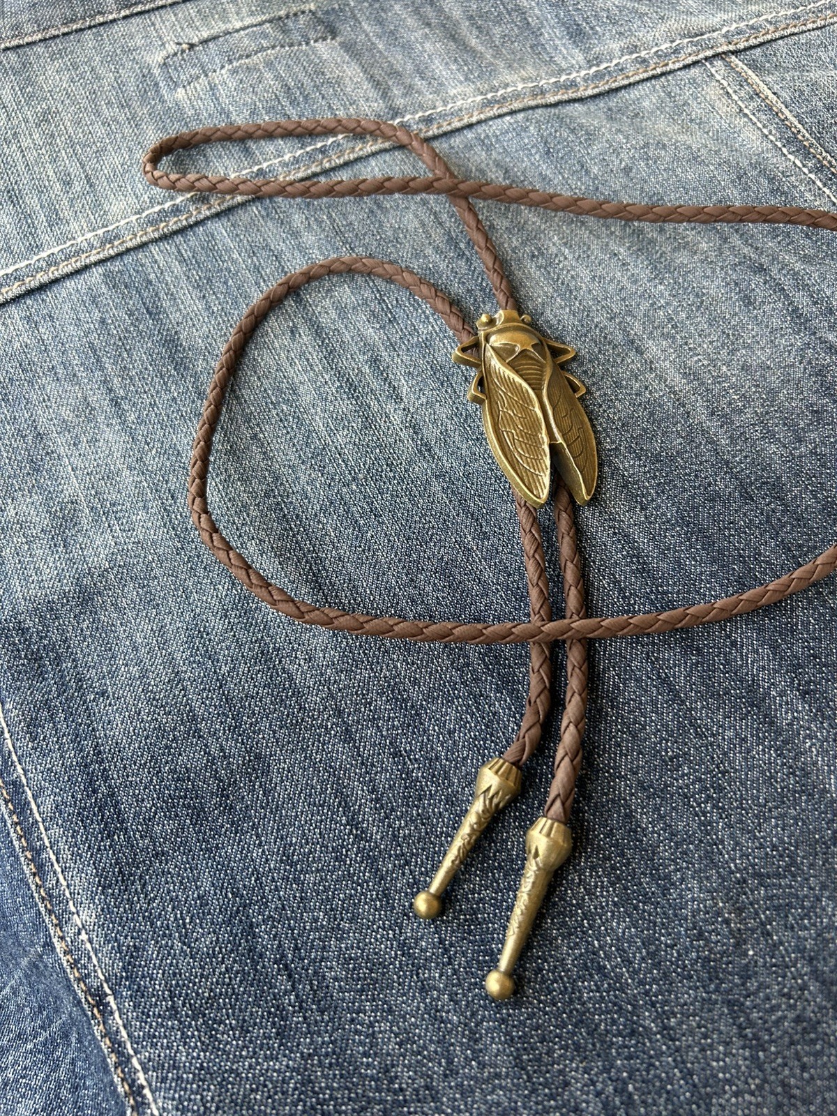 Ancient Transformation Symbol Bronze Cicada/Beetle Bolo Tie FREE FAST SHIPPING