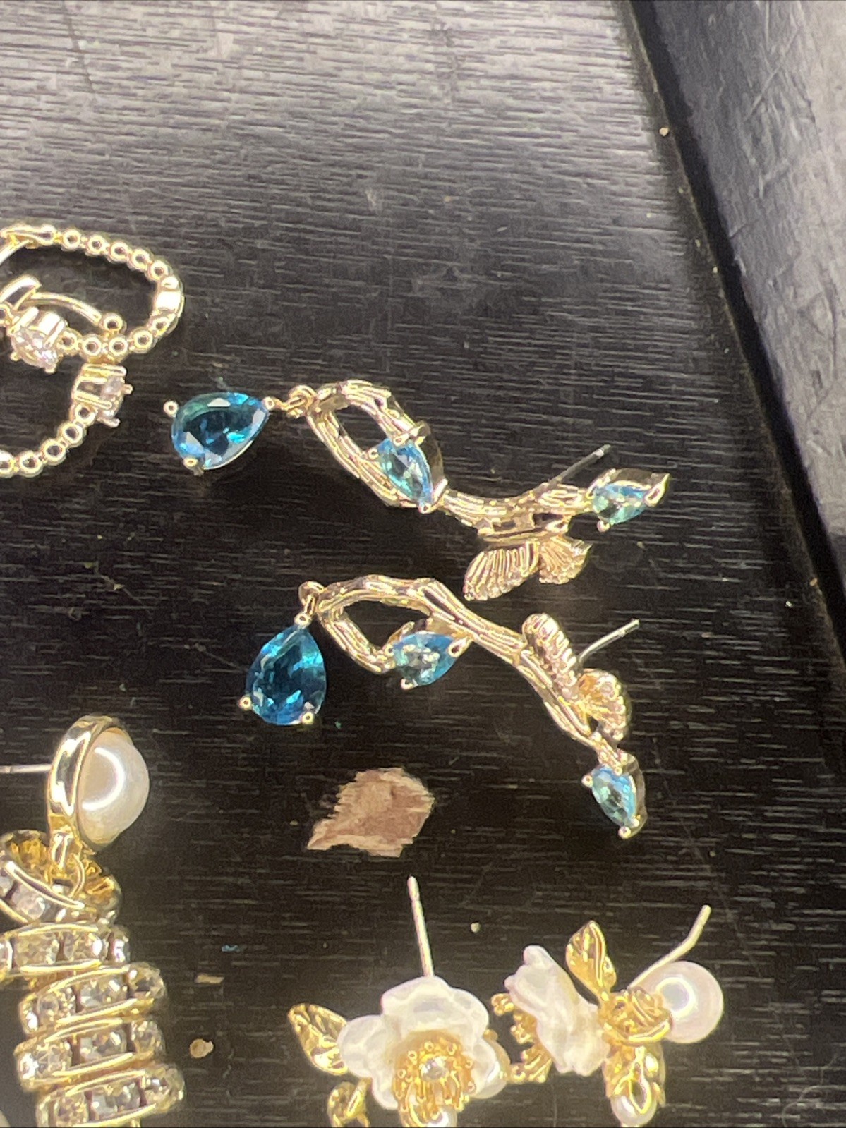 4 Pairs Of statement Pierced Earrings Gold Toned Various Styles And Designs