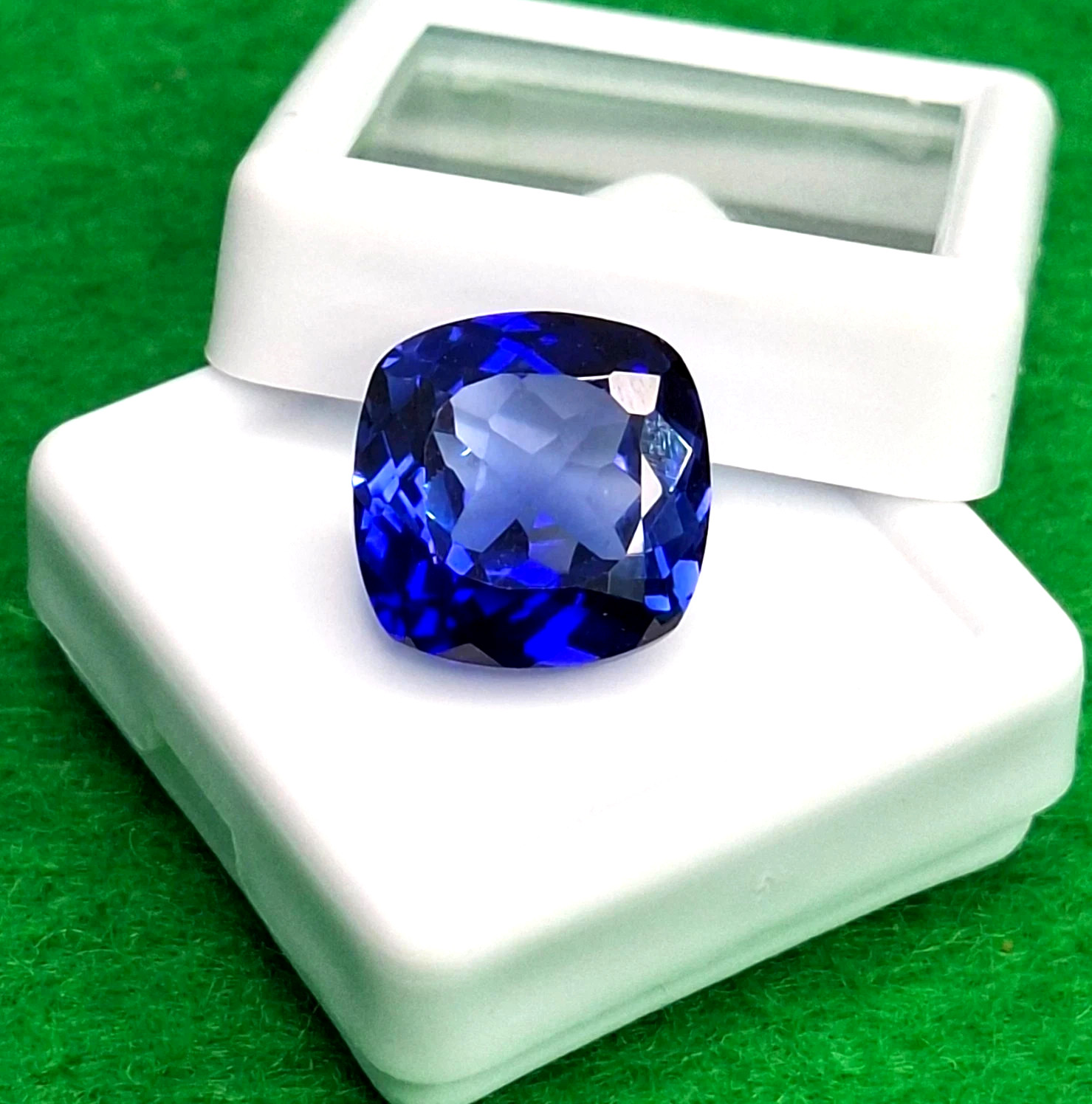 12-14 Ct Natural Real Blue Tanzanite Certified Cushion Cut Loose Gemstone