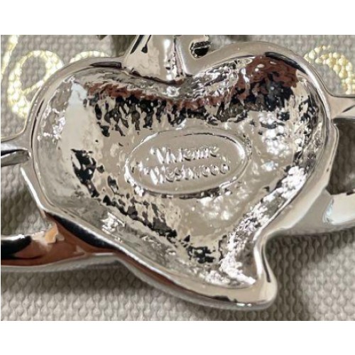 Vivienne Westwood Diamante Heart Orb Necklace Large Silver Purple Pendant Rare