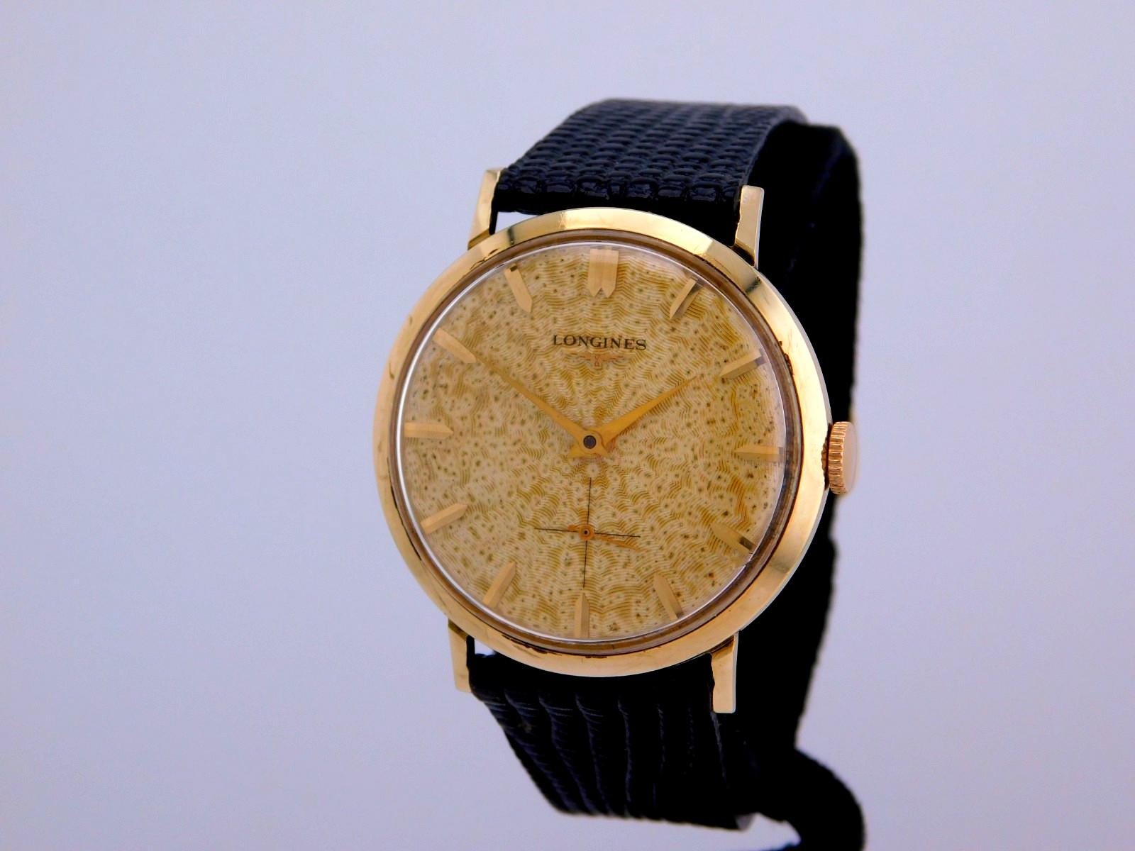 VINTAGE LONGINES GUILLOCHE PATINA DIAL CAL.23Z MENS WRISTWATCH SERVICED C. 1956