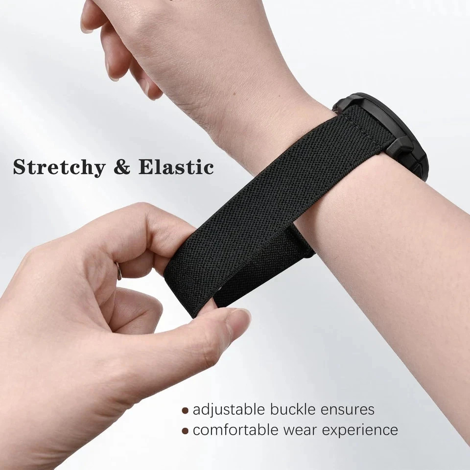 22mm Elastic Nylon Band Compatible with Garmin Instinct 1/2/3 45mm Solar/Fore…