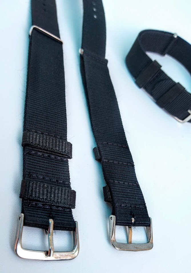 Lot of 275 Black Military Style WRISTWATCH BANDS 20mm-25.5cm New old/stock Bulk