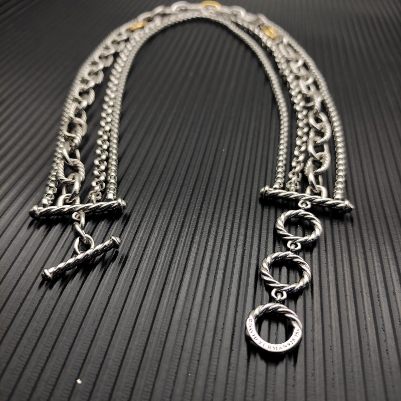 David Yurman Madison Multi‑Row Chain Necklace 925 Sterling Silver 18K Gold 19.6