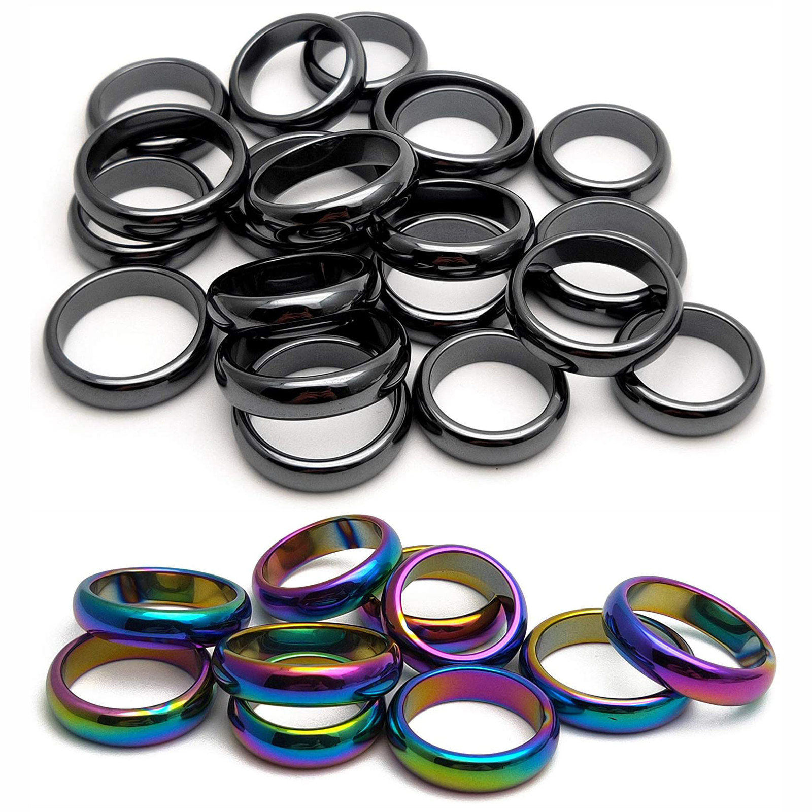20PCS Magnetic Hematite Rings Therapy Fidget Magnets Negative Energy Stackable