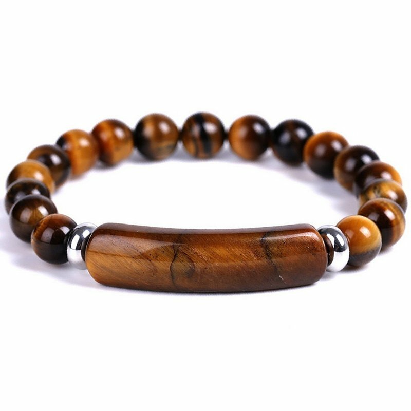 Natural Stone Tiger Eye Beaded Bracelet Elasticity Bangle Elegant Women Jewelry