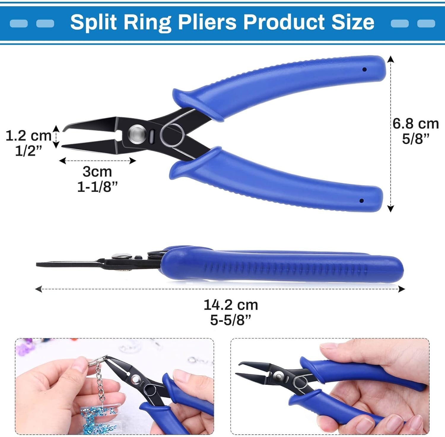 Split Ring Opener Tool, Jewelry Making Pliers, 5.5 in, Black Blue