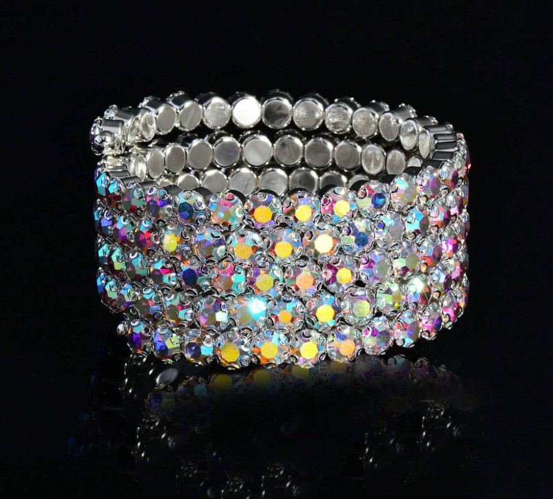 Bling AB Iridescent Memory Coil Multicolor Bracelet Womens Zi Wrap + Gift Bag