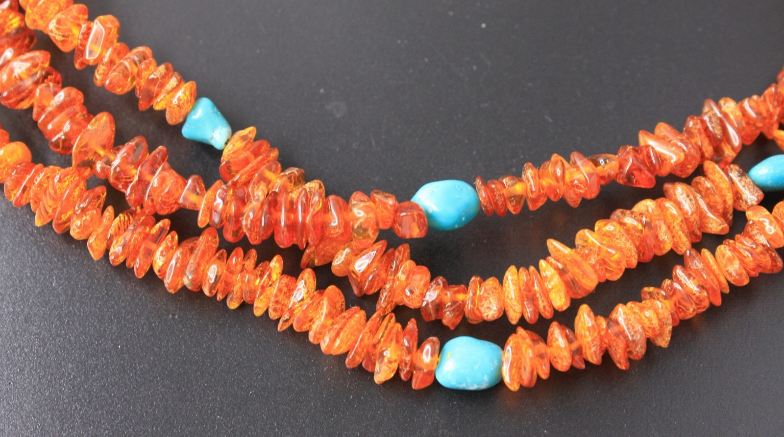 Jay King DRT Amber Turquoise 3 Strand Necklace 19″ Sterling Silver 925