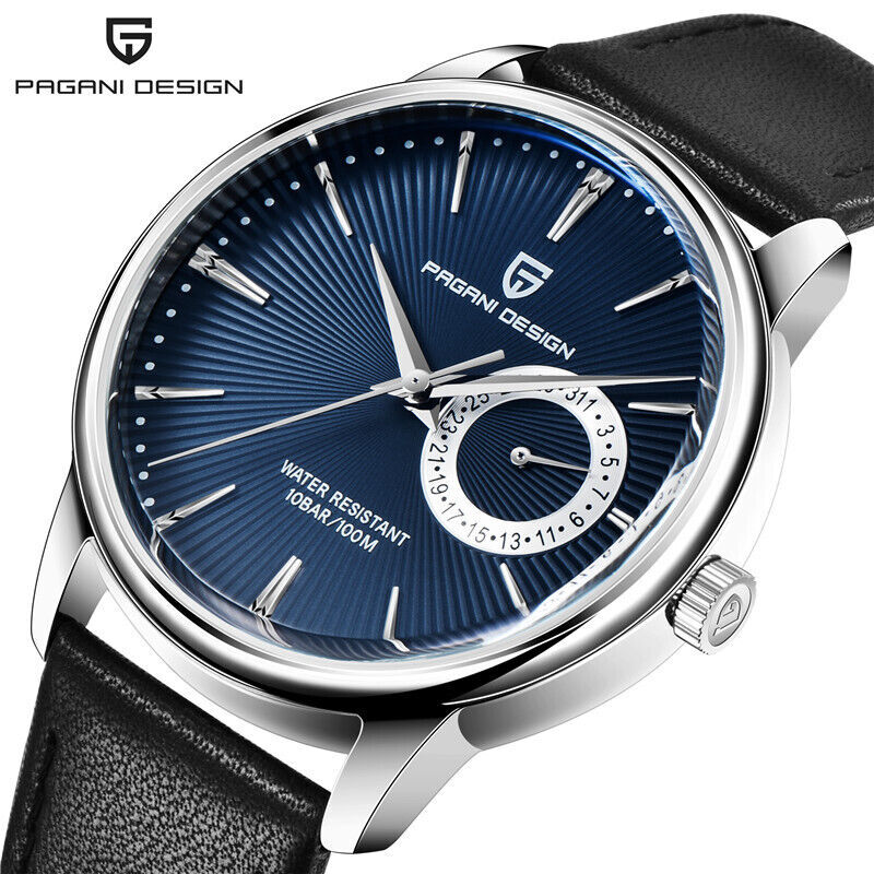 PAGANI DESIGN Men’s Military Watches Business Quartz Wristwatch Leather Strap